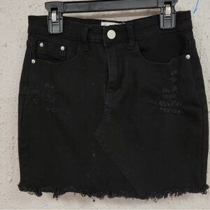 Just Quella - Womens/Juniors Black Jean Skirt